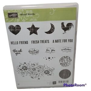 Stampin' Up WOOD WORDS Rubber Stamps
